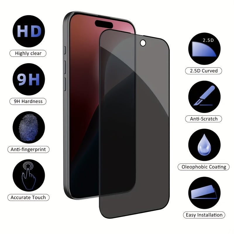 [6-Pack]3 Privacy Screen Protectors + 3 Camera Lens Protectors | Fits for iphone 11, 12/13/14/15/16 Pro/Pro Max & Plus Models | Full-Coverage Anti-Spy Design | 9H Tempered Glass With Edge Protection | Easy, Bubble-Free Installation | Anti-Peep