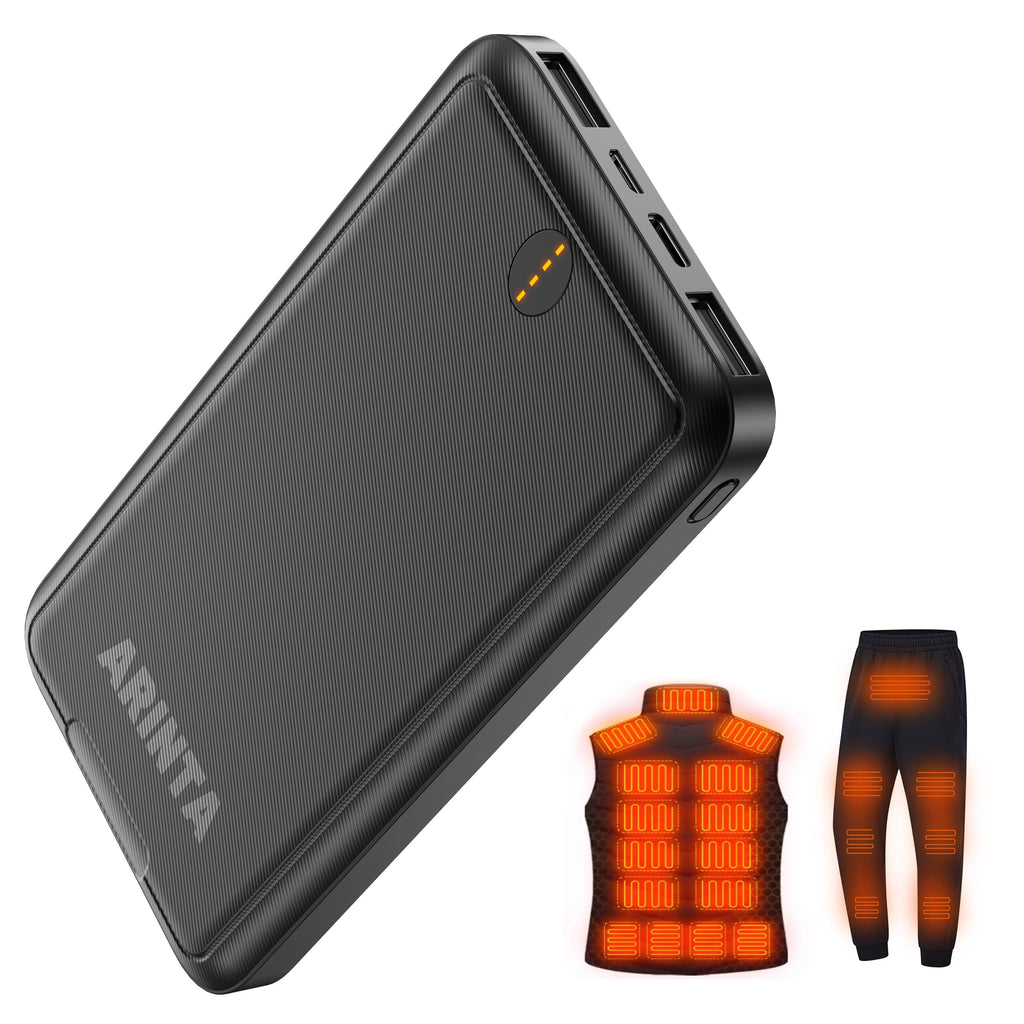 Power Bank Portable Charger 10000mAh 5V/2A Battery Pack USB-C for Heated Vest Heated Vest, Jacket, Compatible with Smartphones, Tablets, Smartwatches