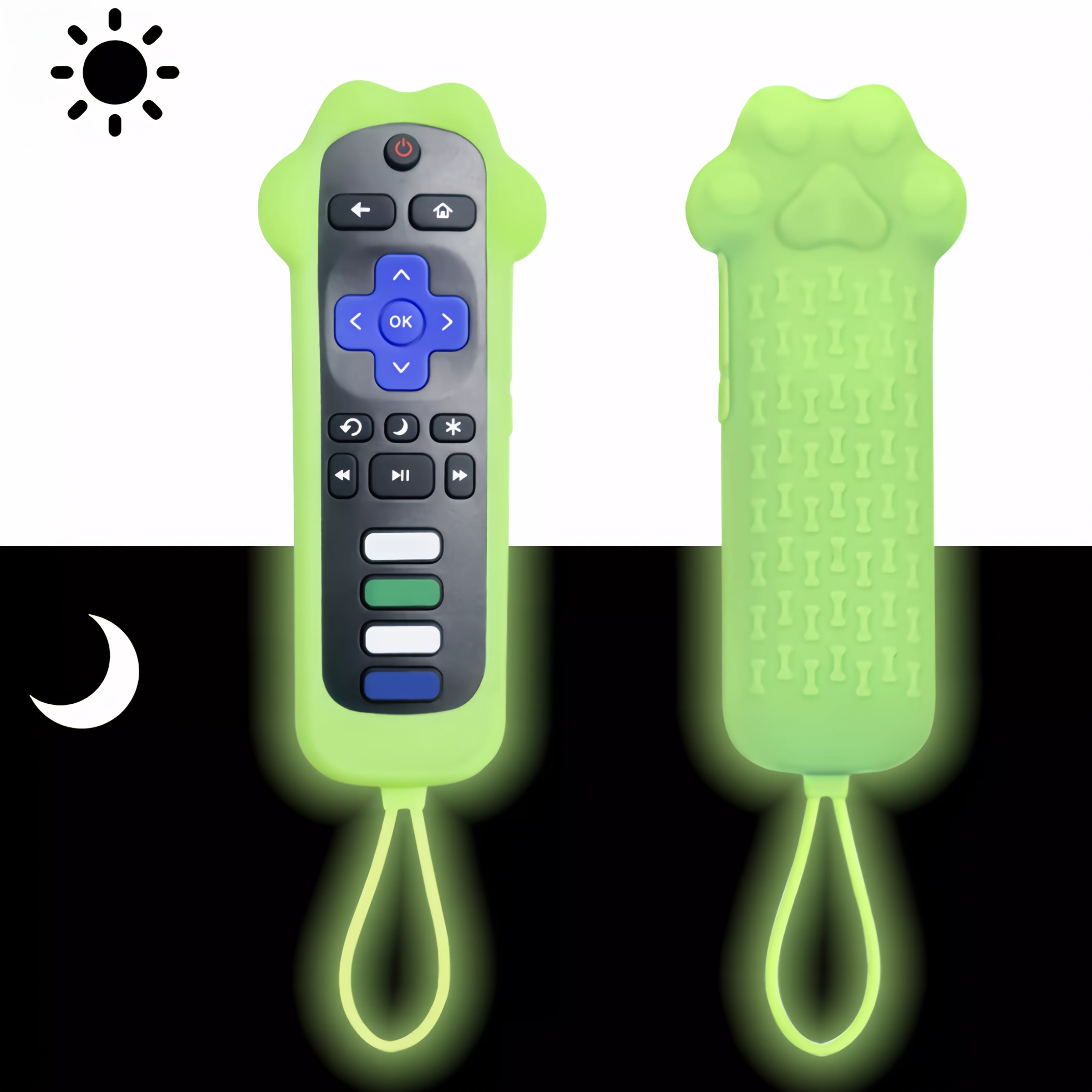 Cute Dog Paw Shaped Universal Remote Control Luminous Silicone Case Suitable For TCL Hisense Roku, Good-looking And Practical