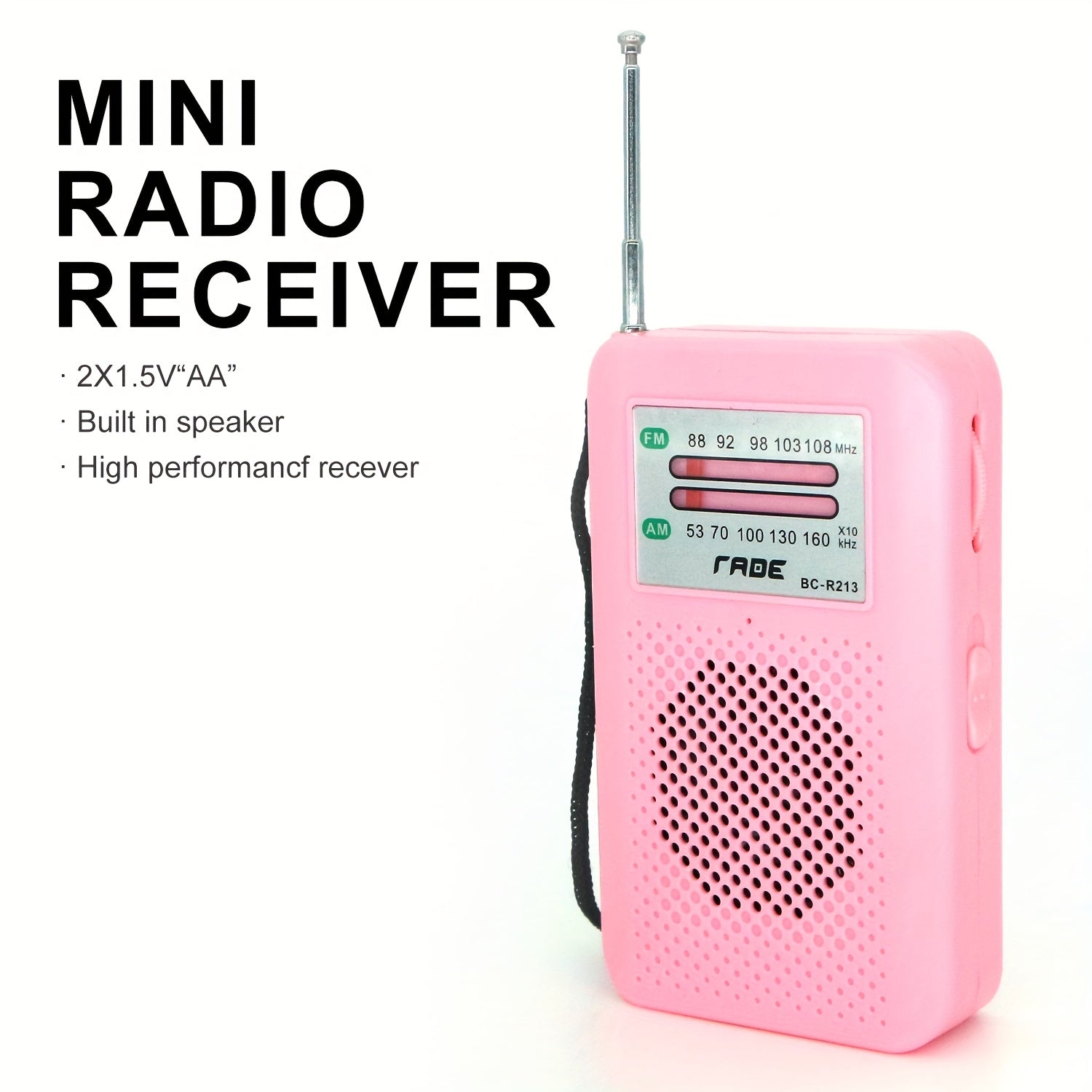 [Portable AM FM Radio] Portable AM FM Radio Speaker, Battery-Powered Handheld Radio W/Manual Tuner, Headphone Jack, Integrated Speaker, Adjustable Antenna, Durable Design And Wrist Strap