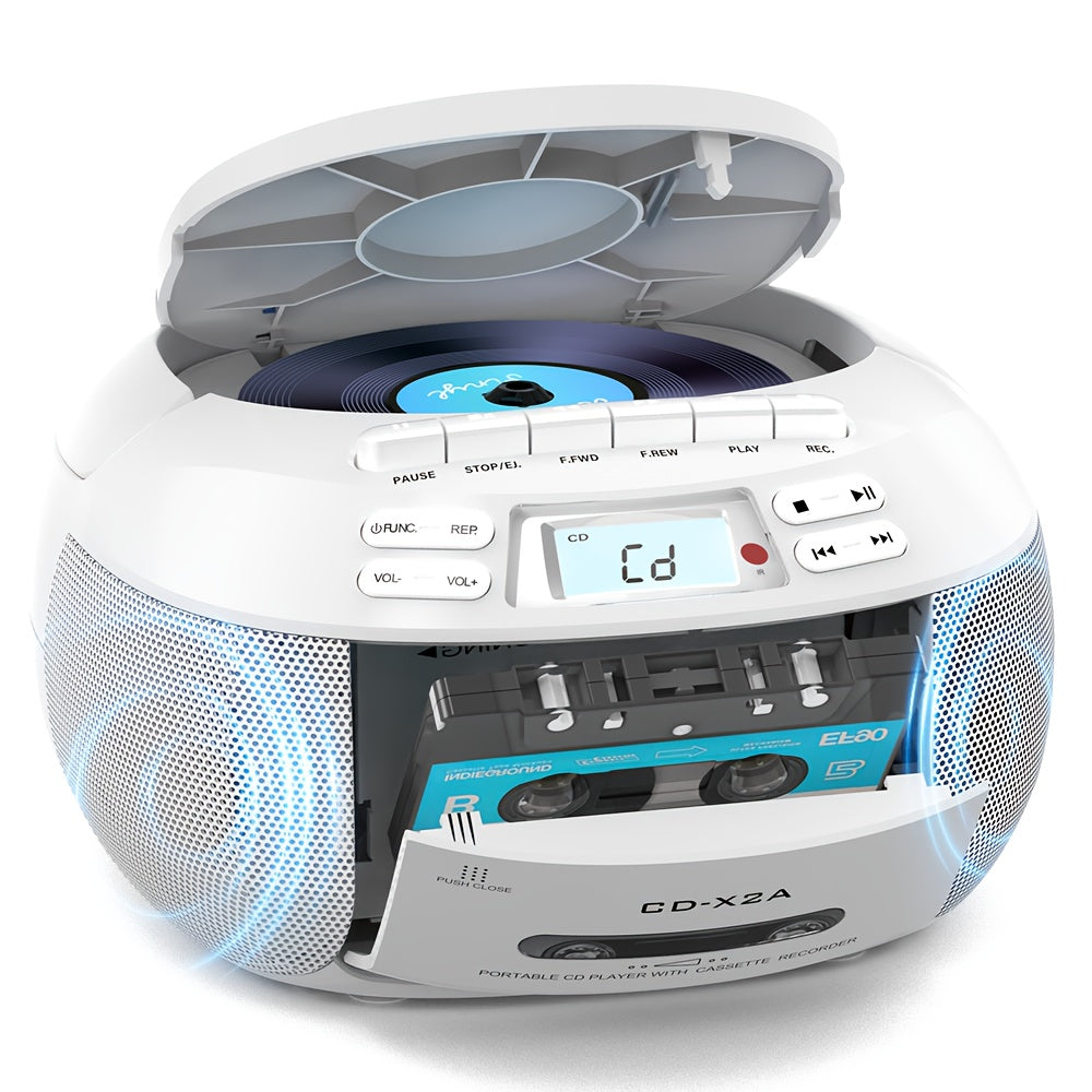 [CD Cassette Player Boombox] CD Player Boombox CD Player And Cassette Player Combo, AM FM Radio Stereo Sound With Remote Control, Ac/Battery Operated, LCD Display, Support AUX USB Earphone Jack For Home