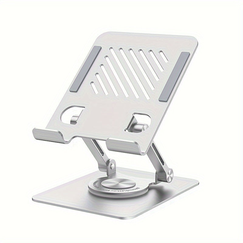 VANSUNY 360 Rotating Base Adjustable Tablet Stand Aluminum Alloy Stand Suitable for Tablet Stand Compact Portable Stand Smartphone Stand Silvery