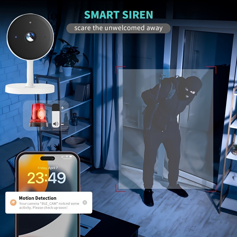 [Night Vision, Motion Detection] Card-Style WiFi Security Camera, 3MP 2K HD Security Camera, 5G And 2.4G, With Two-Way Audio, Night Vision, Motion Detection, Alarm, Cloud And SD Card Storage, Compatible With Alexa And Home, Protect Your Home, Shop And Pri