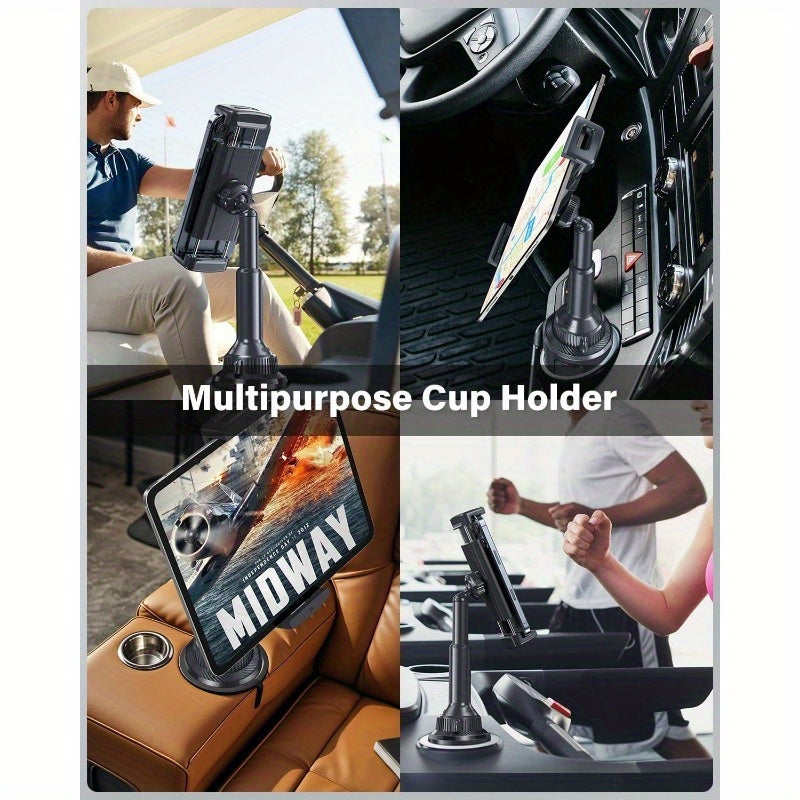 [Adjustable Car Tablet Holder] APPS2 Car Tablet Holder for Car, Adjustable Clamp Mount (Up to 8.3"), 10.57" Height Adjustable Ipad Holder for 4.3"-11" Cell Phones And Tablets, Perfect Travel Companion
