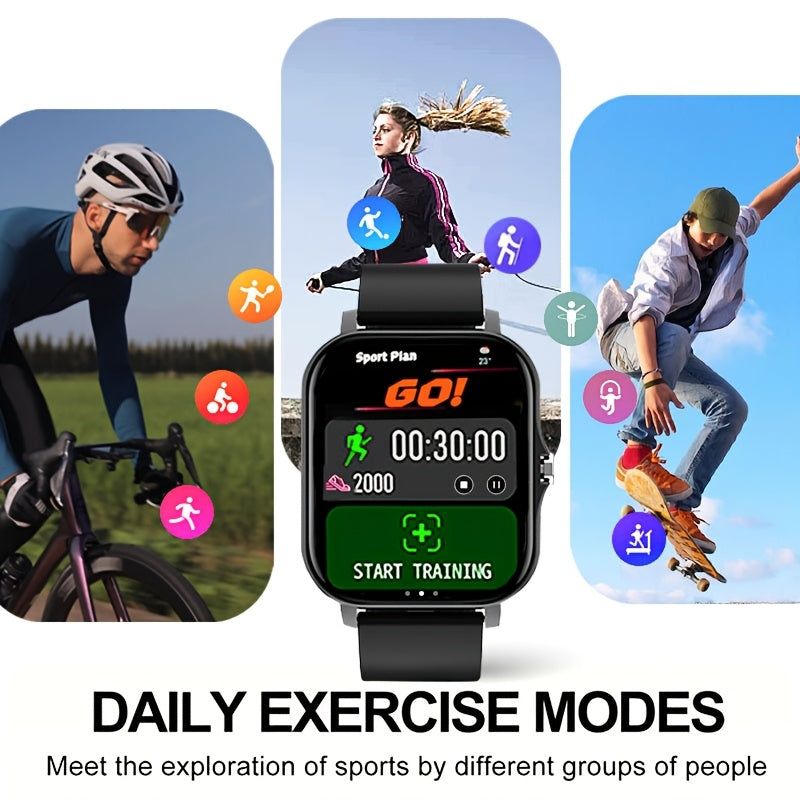 1.83 Inch Full Touch Screen Men'S And Women'S Smart Watch, USB Rechargeable, 180Mah Battery, Multi-Sport Modes, Positioning Navigation, Call And Email, Dual TPU Straps, Remote Camera/Music Player, Sports Outdoor Fitness Watch