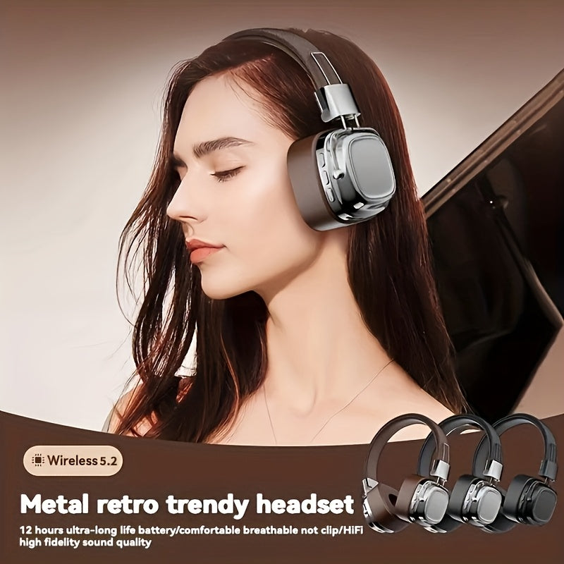 Bluetooth Headphones, HD Stereo Sound Over Ear Headphones with Built-in Microphones, Deep Bass 20 Hours Playtime, Fast Charge BT 5.2 Headset for Adults, School, Travel
