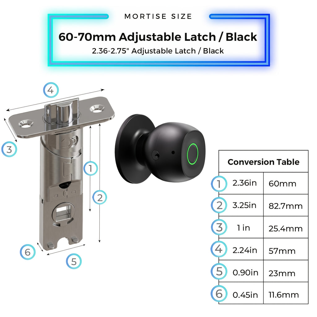 Smart Door Knob Lock, Keyless Entry Door Lock With Fingerprint, Biometric Entry, App-Controlled Wireless Connection, Physical Key, Suitable For Bedroom Home Hotel Office