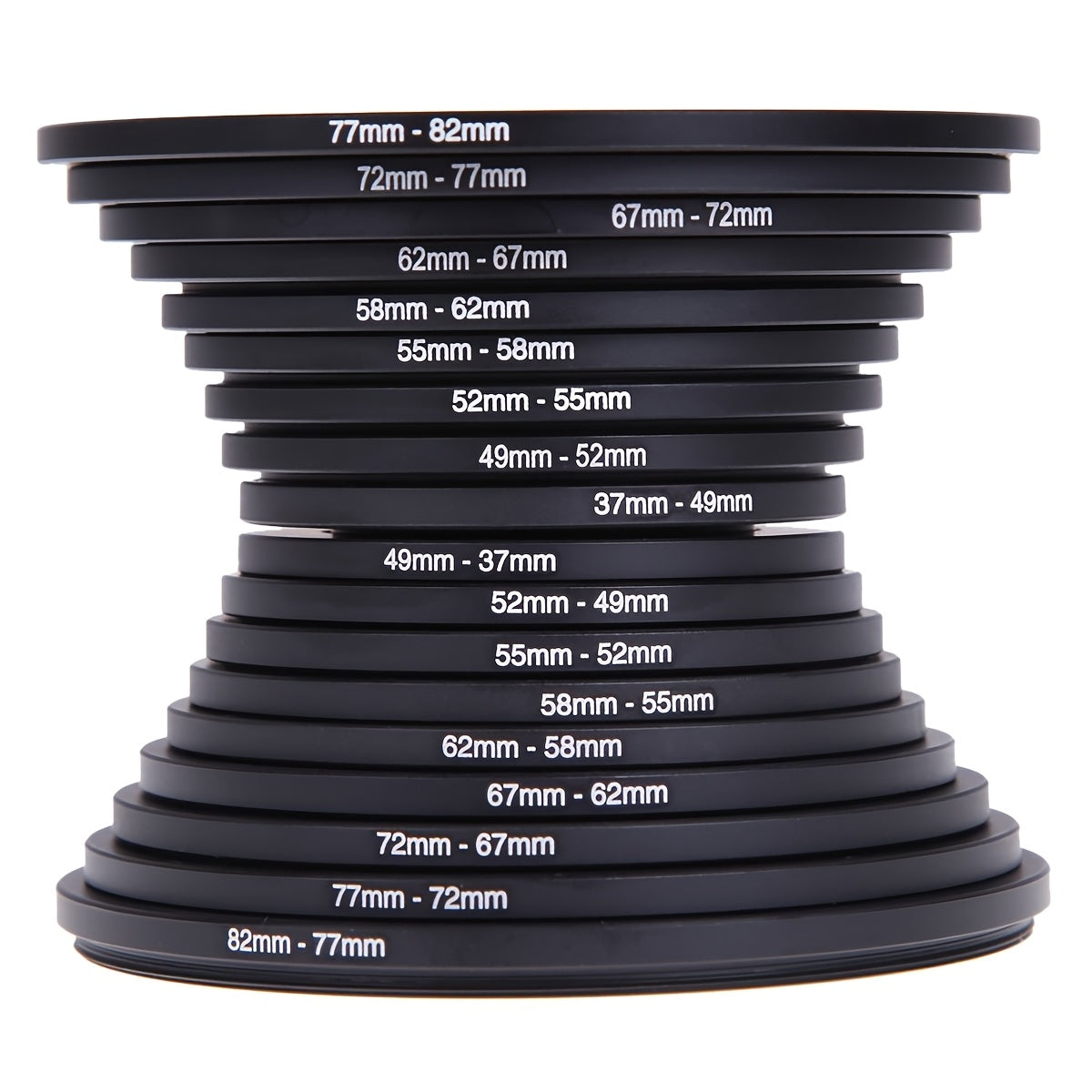 18pcs Set of Step-Up And Step-Down Lens Filter Adapter Rings for DSLR Camera Lenses, Ranging from 37Mm to 82Mm
