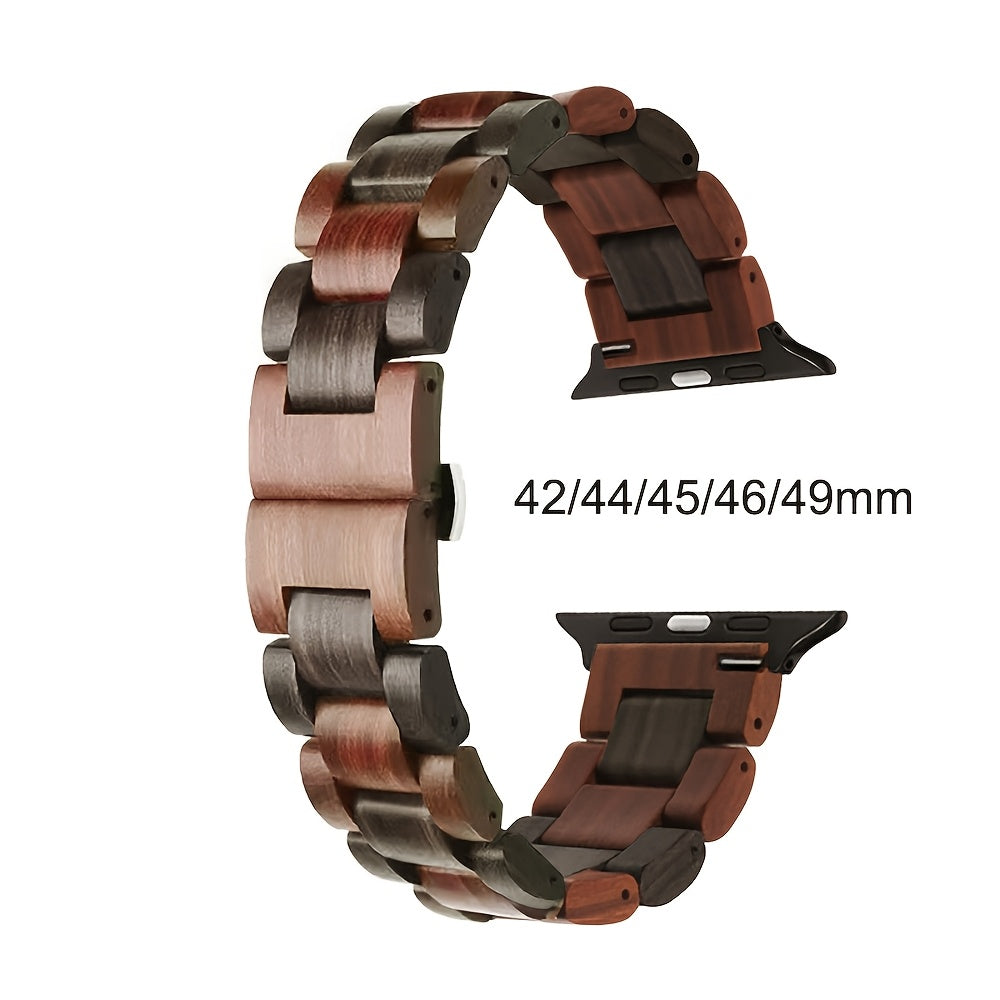 Blackwood & Walnut Wood Watch Band for Apple Watch - Stylish, Lightweight, and Durable Design with Adjustable Buckle, Comfortable Fit, Perfect for Casual Attire, Smartwatch Accessory | Adjustable Strap | Natural Wood Texture