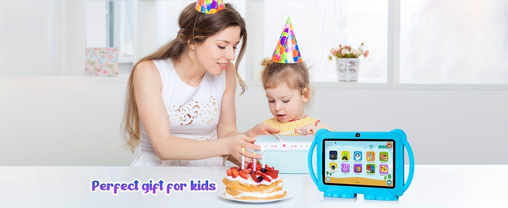 7 Inch Tablet for Kids, 32GB ROM 2GB RAM Android 14.0 Tablet with 2.4G Wifi, GMS, Eye Protection Screen, Parental Control, Education APP, Dual Camera, Shockproof Case, Games, Tablet, Pad
