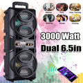 [Portable Wireless Speaker] Portable Wireless PA Speaker System with Dual 6.5" Subwoofer - Powerful Bass Sound with TWS Function, AUX, USB, FM, Wired Microphone Inputs, LED Light, Remote Control, for Outdoor Party, Karaoke, And Other Outdoor Activities