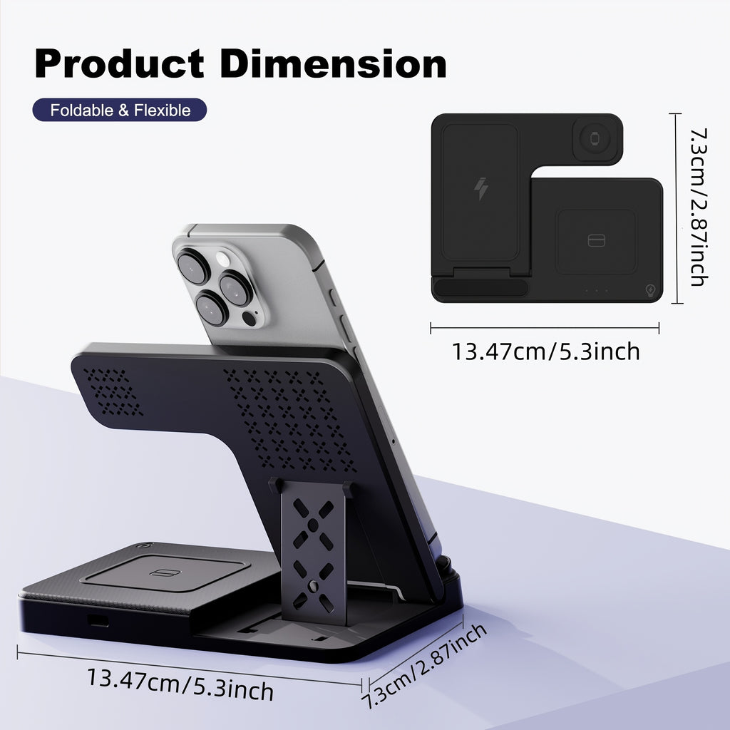 [Portable Fast Charging] Wireless Charging Station 3in 1 Portable Fast Charging for iPhone 17 16 15 14 Pro Max 13 12 11, for iWatch 11 10 9 8 7 6 5 4 3 2 Se, for Airpods 4 3 2 Pro, for Samsung & 20 10 9 8 Series, School Season