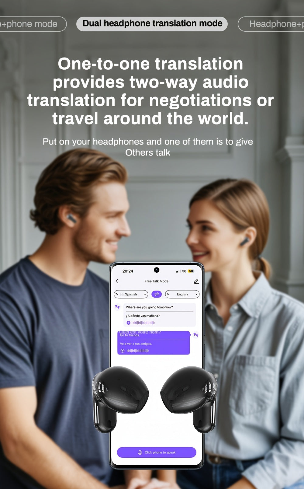 HTC NE20 New Ai Ai Translation Earphones, Real-time Translation Of 134 Languages, High-definition Screen Display, Multifunctional Earphones, Wireless 6.0 Tws High Fidelity Sound Quality, Long Battery Life, Suitable For Exercise, Daily Wear