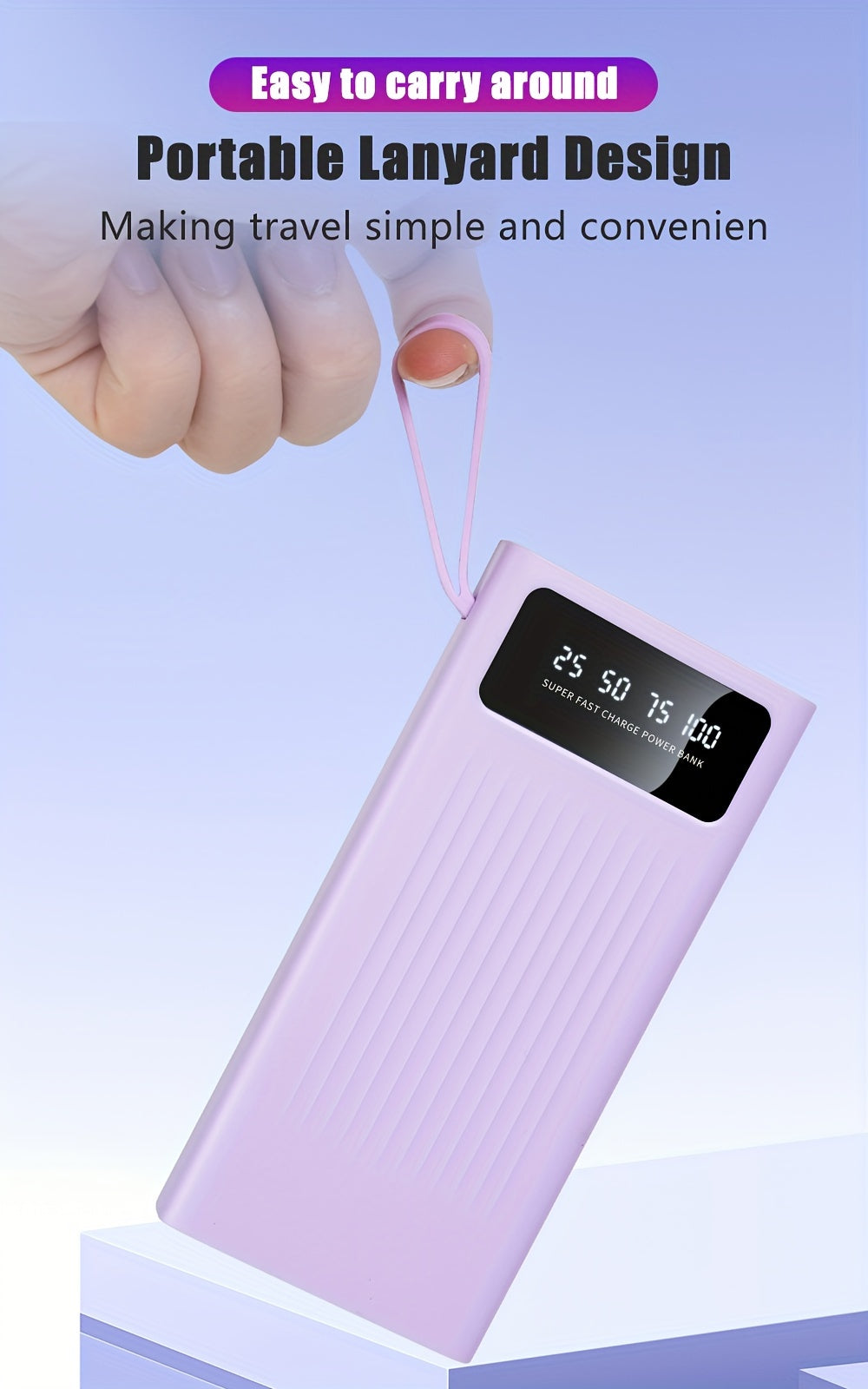 10000/20000/30000mAh Super Large Capacity Portable 5W Slow Charging/15W Fast Charging Power Bank, High Appearance Business Minimalist Style, Build With 4 Cables, 4 Modes Ultra-bright Camping Lights, Travle Must Have, For Iphone Android