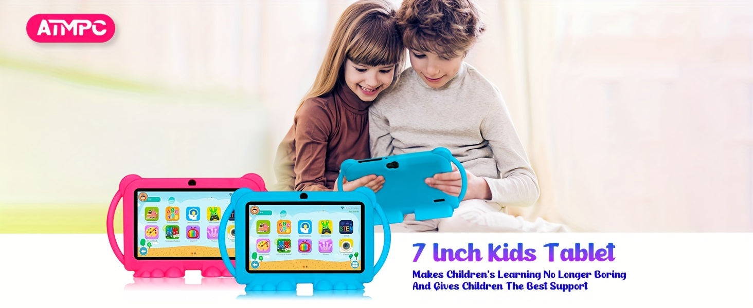 7 Inch Tablet for Kids, 32GB ROM 2GB RAM Android 14.0 Tablet with 2.4G Wifi, GMS, Eye Protection Screen, Parental Control, Education APP, Dual Camera, Shockproof Case, Games, Tablet, Pad