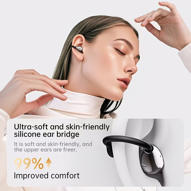 2026 Latest True Wireless Wireless Earbuds, Clip-On Stereo OWS 6.0 TWS Sports Headphones with Mic, 40H Playtime, Noise Cancelling, Suitable for Small Ears & Glasses Wearers, Sports & Fitness, Sports Headphones, Workout Earbuds, Modern Earbuds