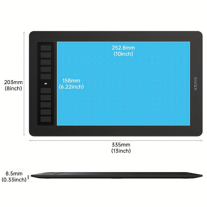 XENX P3-1060B Graphic Drawing Tablet, Featuring a Large 10 X 6.22 Inch Surface, Comes with 10 Hotkeys, a Passive And Battery-Free Stylus, And Offers 8192 Pressure Sensitivity Levels. It Is Compatible with Mac, Windows Pcs, And Android