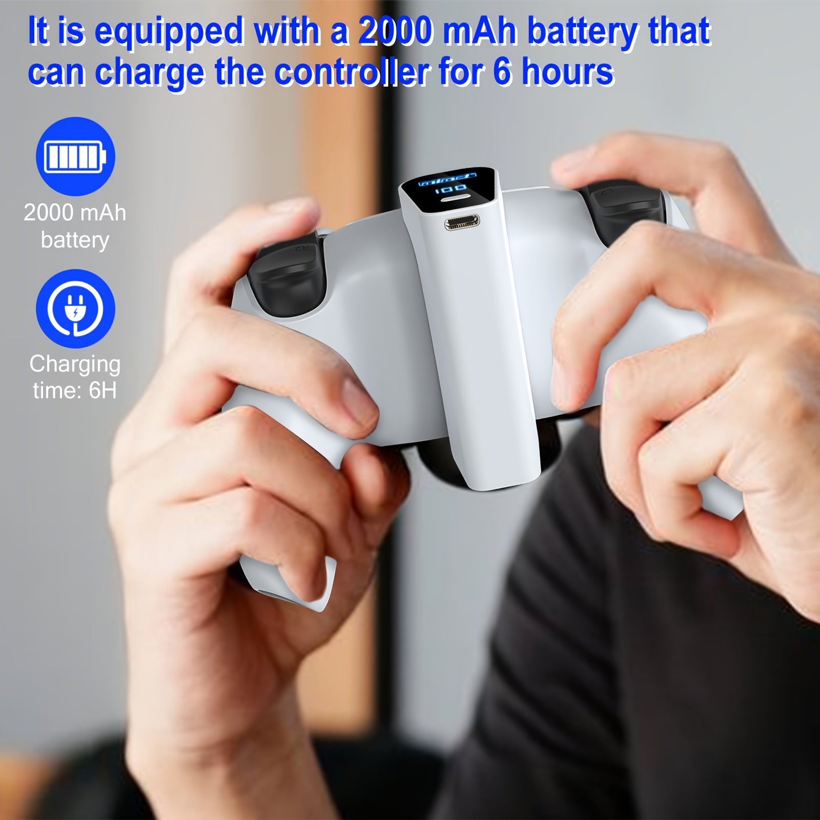 Rechargeable Battery Pack for Ps5/Dualsense Edge Controller, Built-In High Capacity Battery: 1800Mah-2000Mah with LED Indicator And Charging Cable, Charging Kit for Playstation 5/Dualsense Edge Controller, Great Gaming Gift