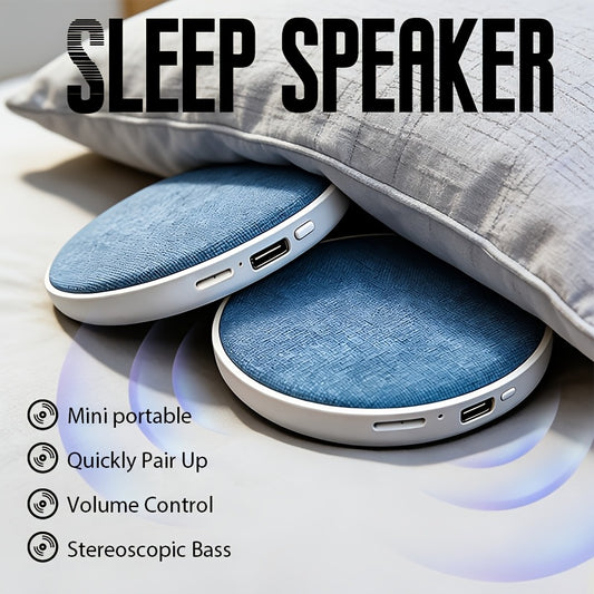 Sleep Headphones Pillow Speaker, Bone Conduction Under Pillow Wireless Speaker, White Noise Machine with Bass Stereo, TF Card, Auto Shut-Off Timer, Ultra-Thin 11mm