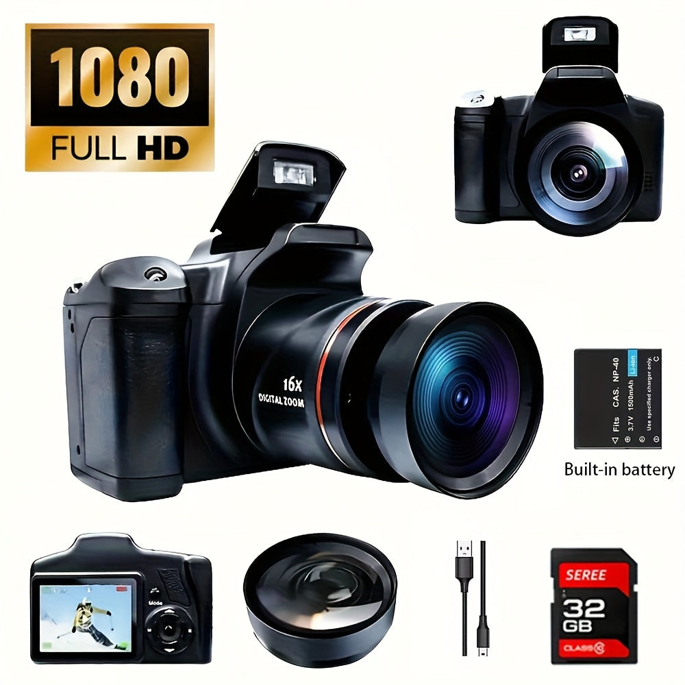 Gift for You! Digital Camera for Photography with 2.4 Inch LCD Screen, 16X Digital Zoom, 1080P Mini Vlog Camera with 9.88mm Wide-Angle Lens, Cool Stuff & Travel Essentials, Easy to Operate, Ideal Gift for Men Women
