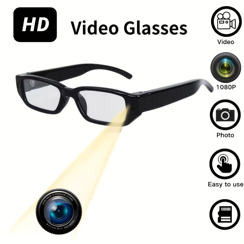 1pc Of Smart Glasses with Camera, 1080P High-definition Camera, Digital Video Recorder Camera Glasses, Eye Protection DV Camera Glasses, Recording Glasses, Portable Camera Ultra Clear Camera Glasses, with TF Storage Card, Long-lasting Battery Life
