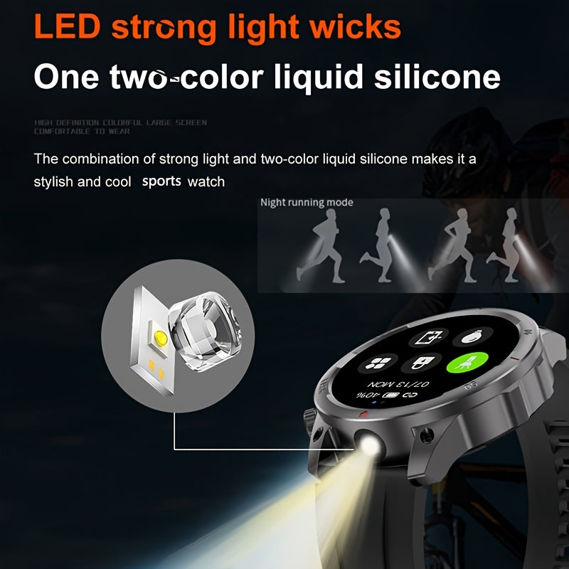 2024 New GPS Motion Trajectory Smart Watch for Men LED Lighting 360*360 HD Screen AI Voice Wireless Call NFC Smartwatch, Compass Sport Fitness Tracker Watches Outdoor Sports Smart Watch for Men Father's Day Gift