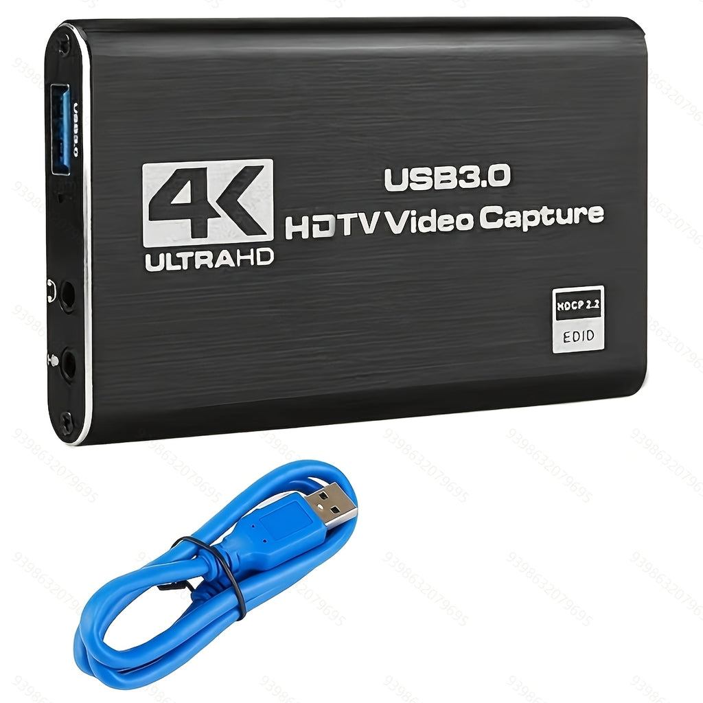 A USB 3.0 Video Capture Card Supporting 4K UHD 60Hz, 1080P 60Frame HD Recorder, Compatible with Live Game Streaming And OBS Capture