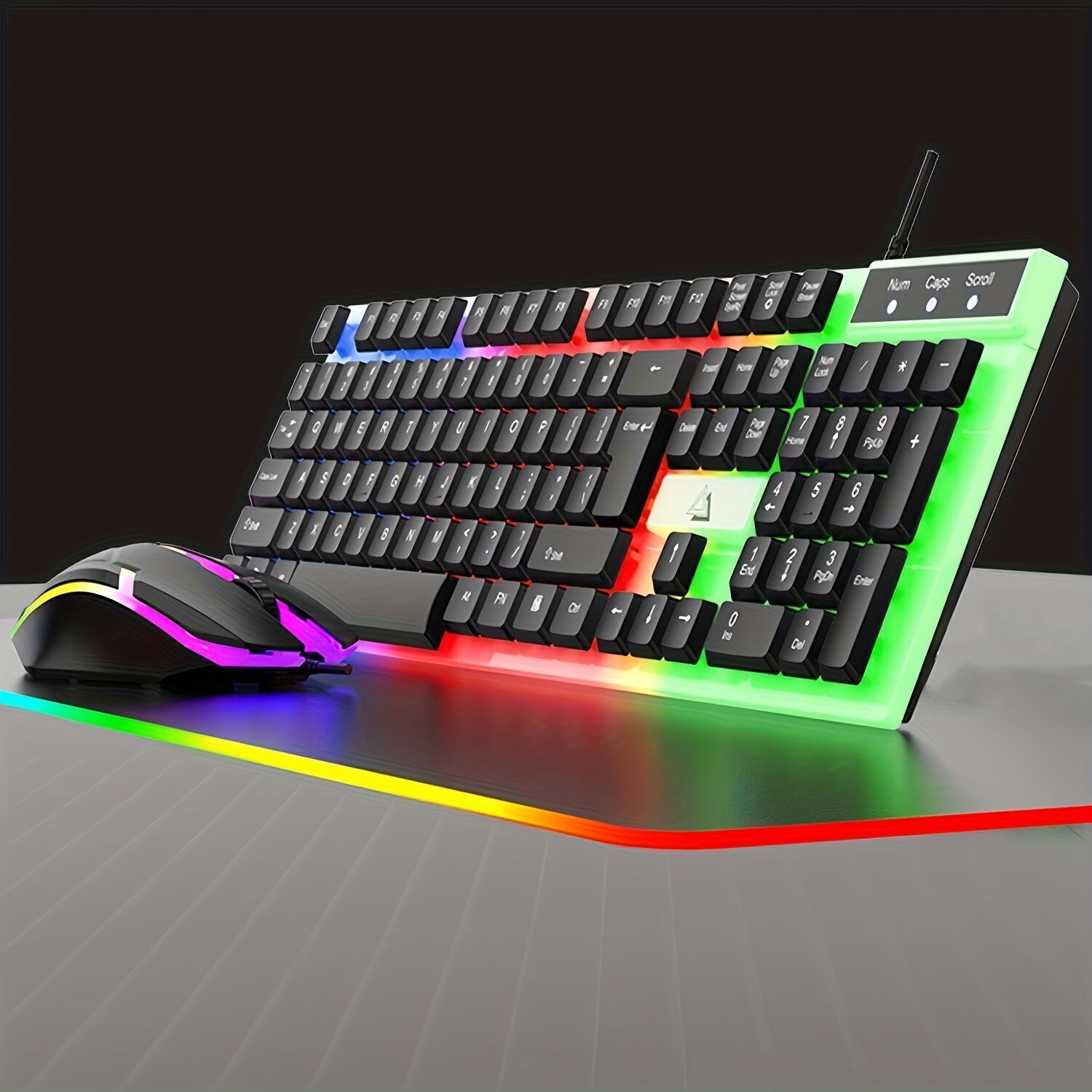 Mechanical Gaming Keyboard And Mouse Set, Ergonomic Wired USB Connection, Optical Motion Detection, ABS Material, Cool Backlight, Quick Function Keys, Suitable for Home Office Computers
