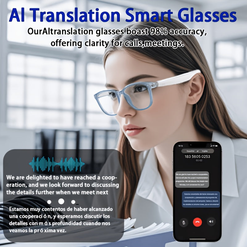 AI Smart Glasses: Smart Glasses That Support Real-time Translation In 160 Languages. These New Multifunctional Audio Glasses Feature Built-in Microphones And Speakers, Delivering High-definition Voice Calls And Hi-Fi Music Quality. They Offer Music