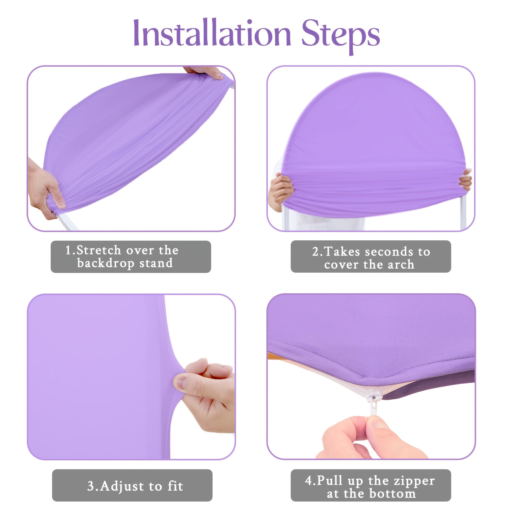 6ft Wedding Arch Cover Polyester Fitted Wedding Arch Stand Covers Round Top Backdrop Cover for Birthday Party Ceremony Banquet Decoration, Suitable for Wedding Ceremonies, Gender Reveals, Birthday Parties.
