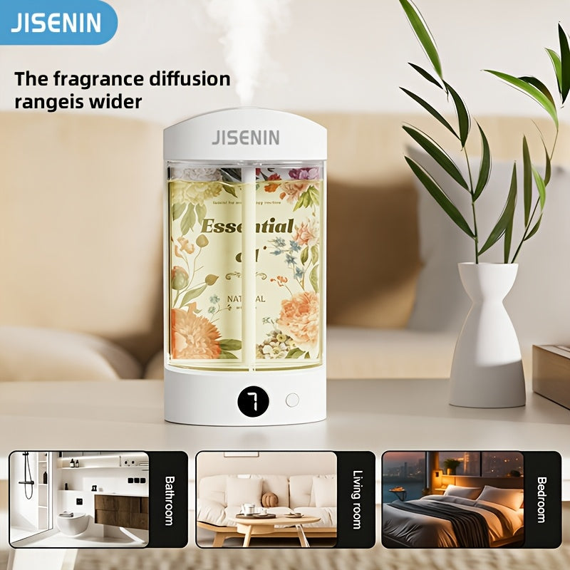 2-in-1 Portable Mini Aromatherapy Machine & Humidifier, 7-level Timing Spray with Silent Operation, LED Digital Display, Long-lasting Battery Life with USB Charging, Automatic Shut-off, Equipped with 1|3|6 Bottles Of Essential Oils In Different