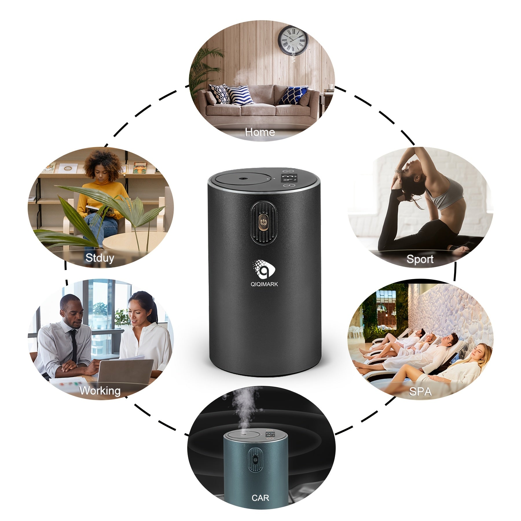 Waterless Diffuser for Essential Oil, Aromatherapy Diffusers for Home Nebulizer Air Freshener Diffuser Mini Scent Machine Battery Operated 4 Mist Level 1/2/3/4/6H Timers Auto-off for Car Bedroom Hotel