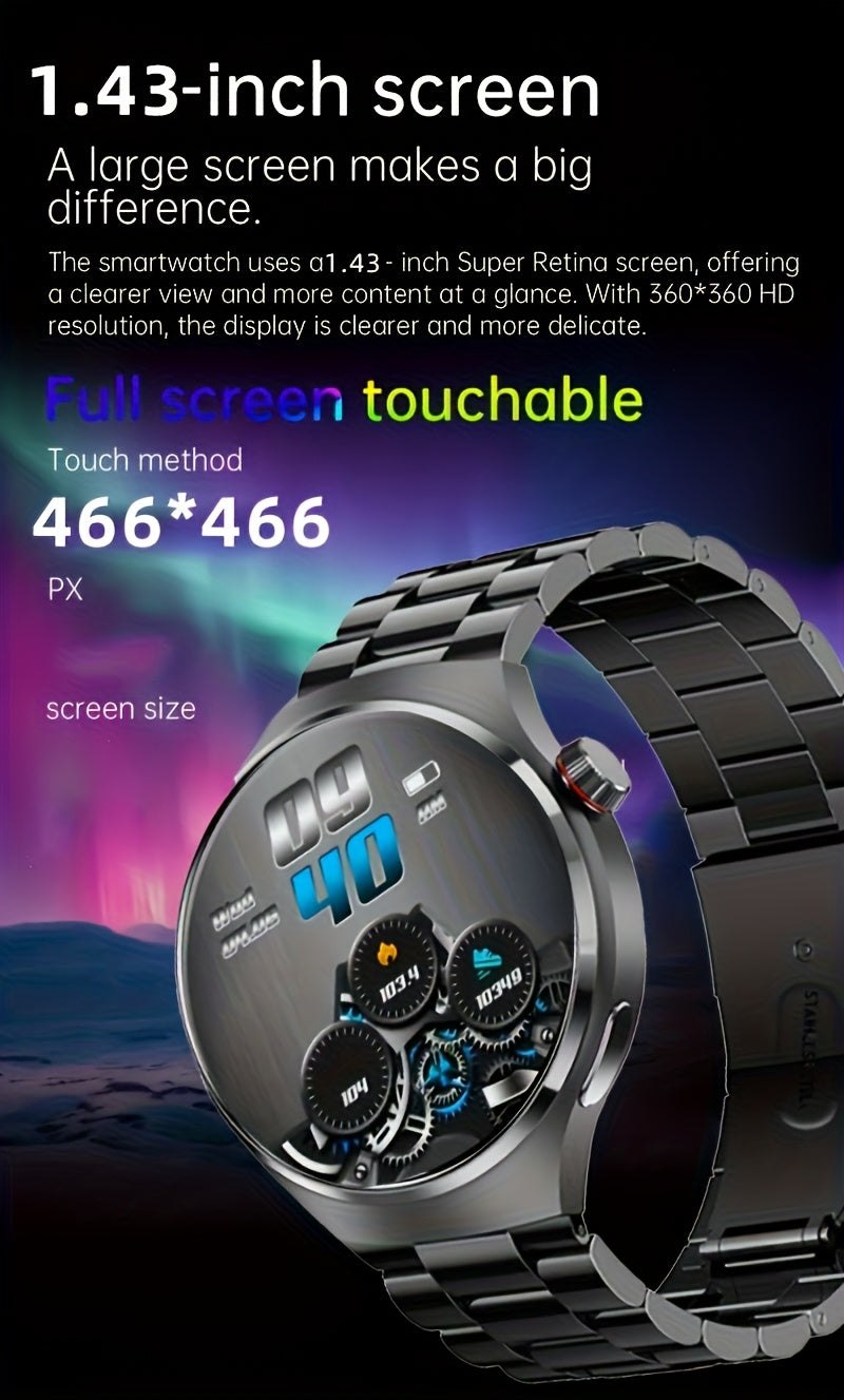 [Valentine's Day Gift] Valentine's Day Gift: Men's Smartwatch - HD TFT Display, Hexagonal Bezel, Wireless Calling & Messaging, 150+ Sports Modes, Dynamic Activity Tracker, Weather Alerts, Android/iOS Compatible (Black Silicone Strap), Activity Monitoring,