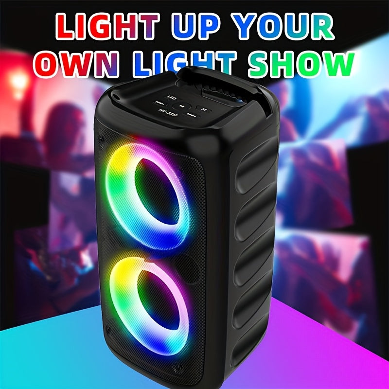 HY-3317 Wireless Portable Subwoofer Speaker High-Quality Stereo Speaker with Microphone Speaker with LED Colorful Ambient Lights Perfect for Birthday Parties/Outdoor Camping