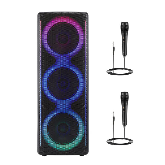 Bluetooth Speakers Loud Sound Powerful, Portable Wireless Speaker with Triple 8inch Subwoofer Heavy Bass, Wireless Stereo Pairing, Stereo Sound Electronic Home Theater Systems Support FM Radio, LED Colorful Lights for Home, Outdoors, Picnic, Party