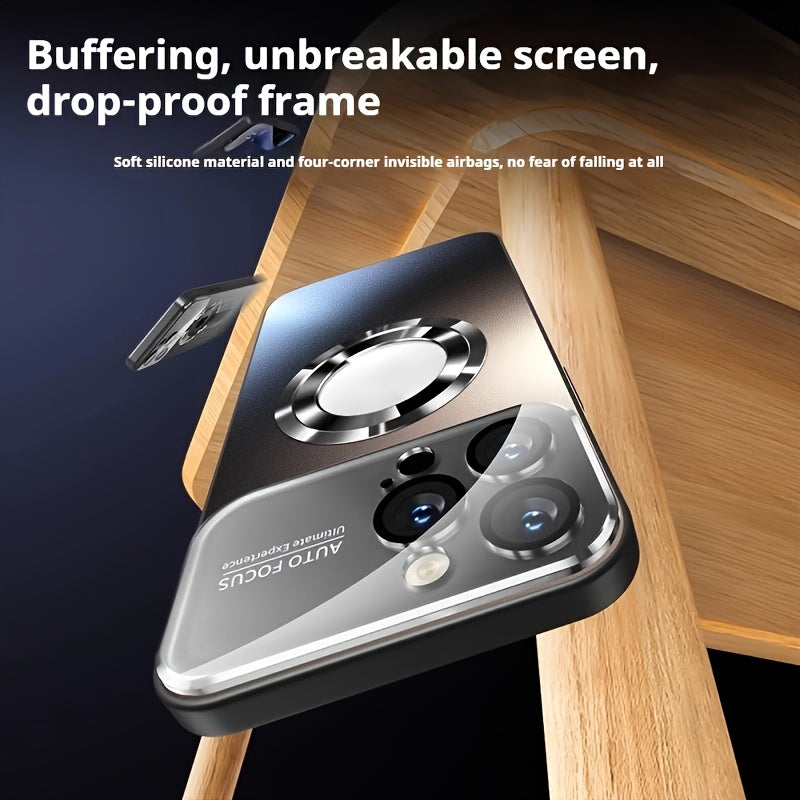 Phone Case: Luxury Matte Titanium Magnetic Wireless Charging Phone Case for iPhone 17 Air 16 15 14 13 12 11 Pro Max Plus Anti-Fingerprint Shockproof Armor Glass Lens Case, Phone Accessories, Fashion Cover, Streamlined Design, High Quality Case