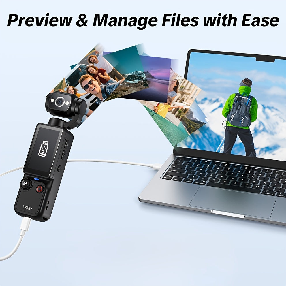 4K UHD Video Recording Camera - Portable, Rechargeable, Video Log Camera, 4k Handheld Stabilizer Pocket Sports Camera Gimbal | 16X | 2000mAh|32GB Memory |180 ° Perspective, Body Camera, USB Charging 180 ° Rotation, 1.9 "CMOS