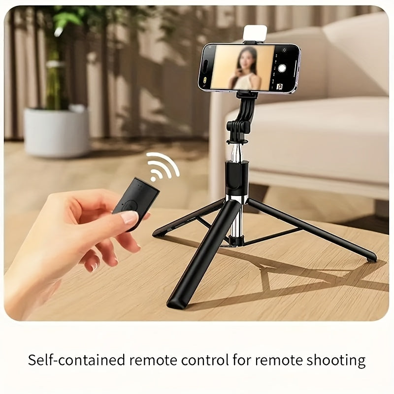 68 Inch Retractable Selfie Stick Professional Floor Tripod for Live Streaming, with Wireless Remote, 360° Rotation, Stable Anti-shake Design. Ideal for Travel Vlogs & Outdoor Live Streaming. Compatible with iPhone/Android Smartphones