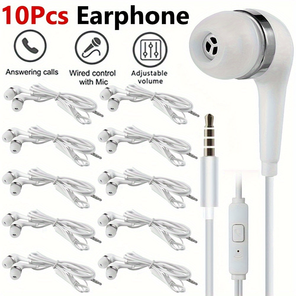 10Pcs Universal 3.5mm Earphones For Samsung S10 S8 S9 Built-in Microphone In-Ear Wired 3.5mm Headsets For Huawei Xiaomi Phone