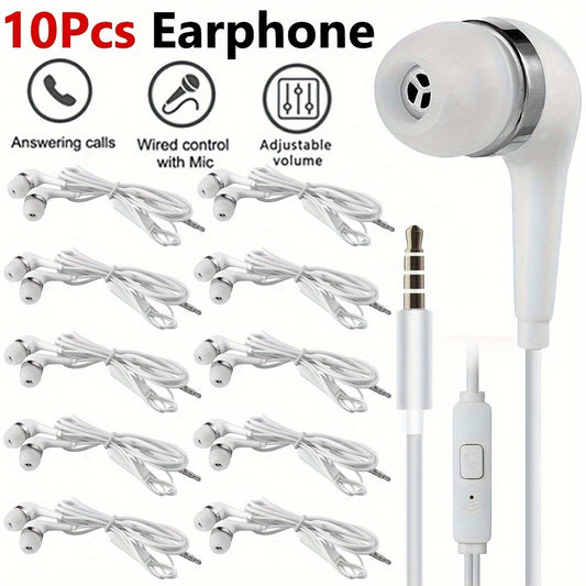 10Pcs Universal 3.5mm Earphones For Samsung S10 S8 S9 Built-in Microphone In-Ear Wired 3.5mm Headsets For Huawei Xiaomi Phone