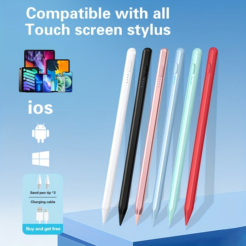 Stylus Pen for Ipad And Android Tablets (With Palm Rejection And Tilt Sensor) - USB-C Input, Apple Pencil Compatible with for Ipad 6/7/8/9/10, Pro 12.9/11"/M4, Air 3/4/5/6, Mini 5/6 (White/Black), Works with Android Tablets