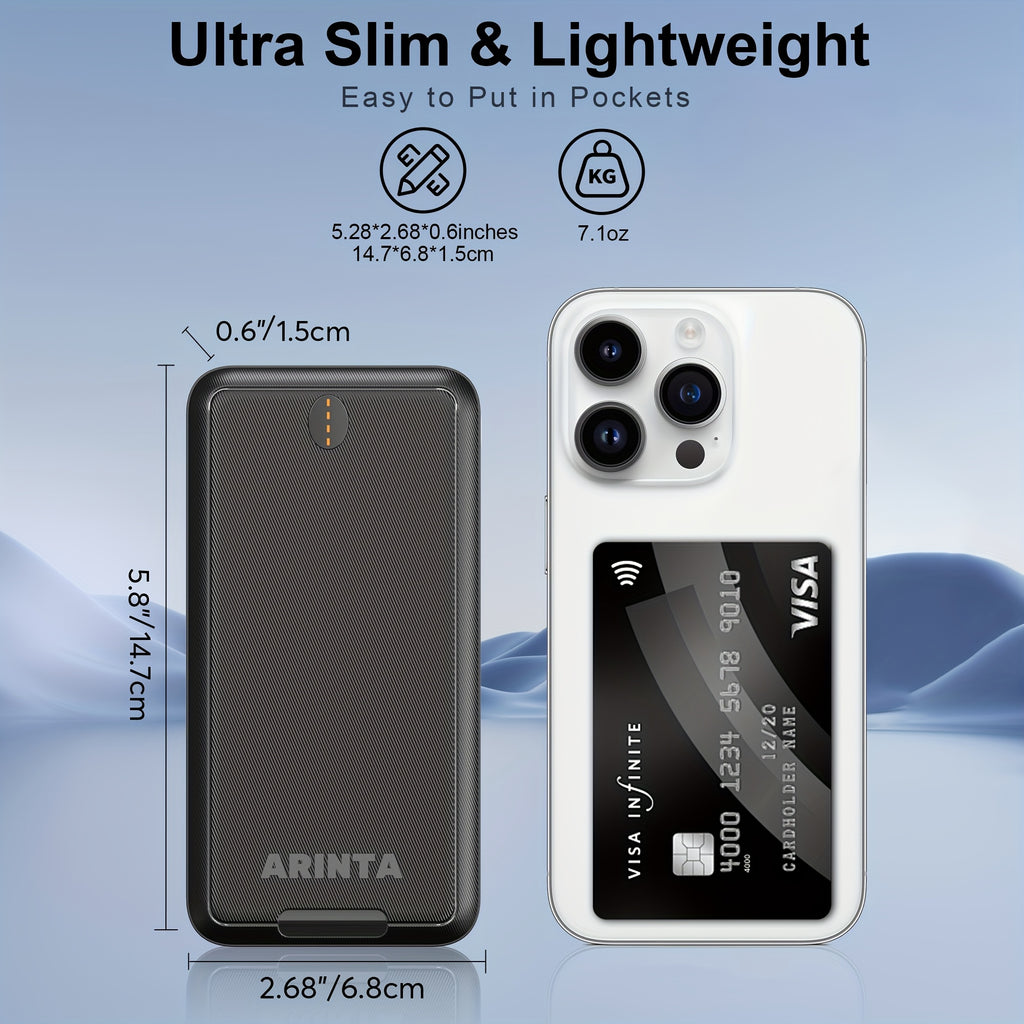 Power Bank Portable Charger 10000mAh 5V/2A Battery Pack USB-C for Heated Vest Heated Vest, Jacket, Compatible with Smartphones, Tablets, Smartwatches