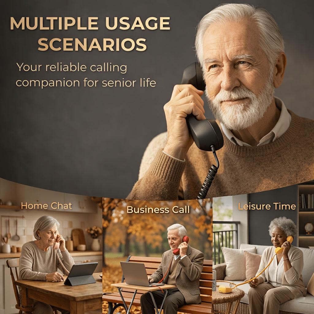 New Retro Phone Handset | Hands-Free Calling for Seniors with Clear Sound And Volume Control Button | Compatible with Smartphones, Tablets And Computers, with Optional Type-C Adapter | Available In Multiple Colors | Practical Christmas Gift