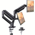 Adjustable 13-32 Inch Gas Spring Monitor Arm Mount, Full Motion Swivel/Rotate, Ergonomic Home Office Computer Stand with Clamp/Grommet - Perfect for 4.4 to 19.8 Lbs Monitors, Space-Saving Design for Comfortable Working Experience