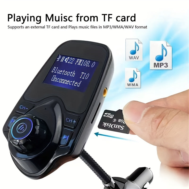 Wireless 5.0 Car Adapter, Hands-Free Receiver, FM Transmitter, Dual USB Charger, Quick Charge, Versatile Wireless Car MP3 Player