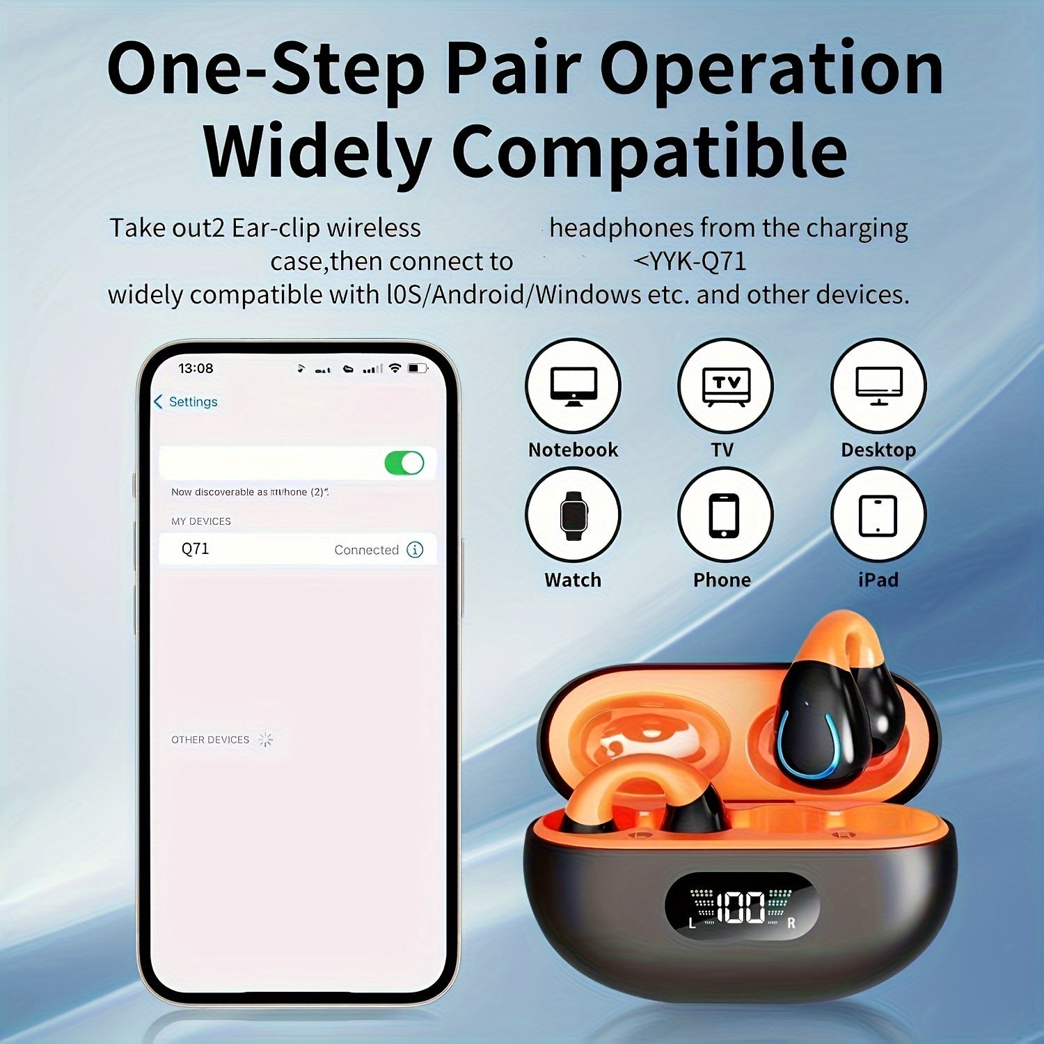 Truly Open Wireless Earphones (Wireless 6.0 TWS), Experience 360° Ambient Awareness & All-day Comfort. Secure Open-ear Fit For Sports/fitness. Advanced ENC Delivers Crystal-clear Calls. Intuitive Touch Control. LED Digital Charging Box With Real-tim