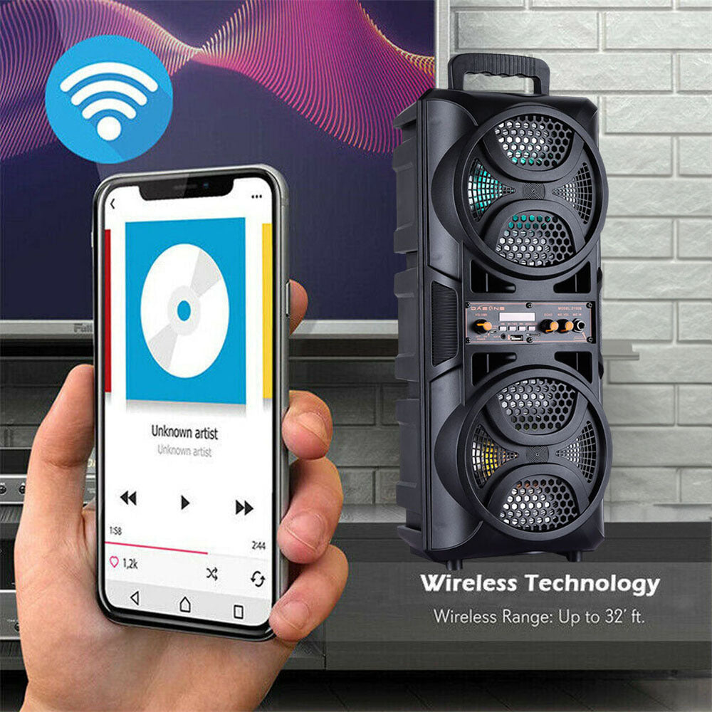 3000w Portable Wireless Bluetooth Speaker Sound System Party Dj karaoke Dual 6.5" Woofer Speaker Led Light With Microphone Rechargeable USB FM AUX TF TWS With a Pull Rod and Wheels Outdoor Speaker