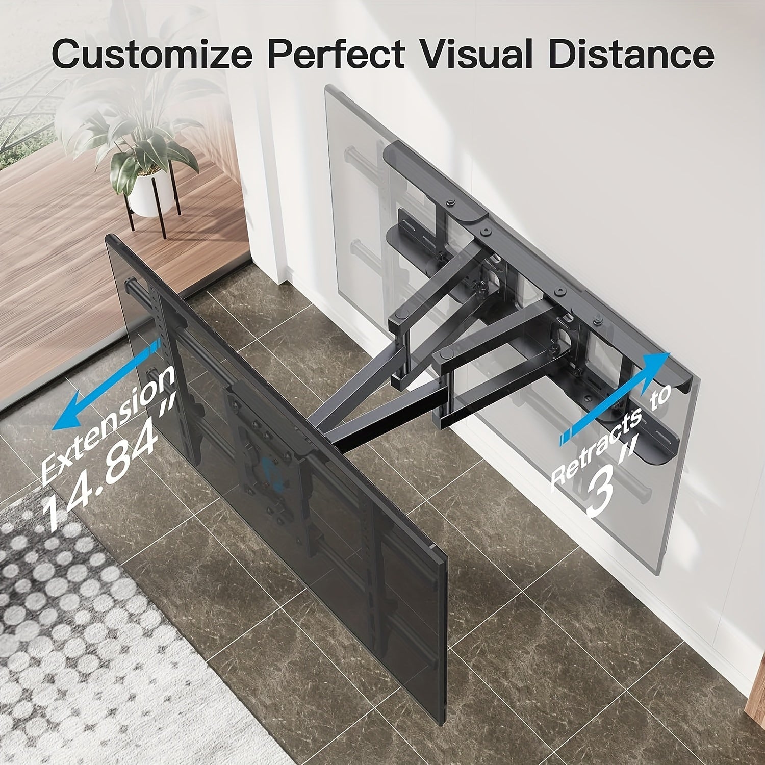 Full Motion Tv Wall Mount | Articulating Arms, Swivel, Tilt, And Rotation For Most 37-75 Inch Oled, Lcd, Led Flat And Curved Tvs, Max Vesa 600X400Mm, Extends To 24-Inch Wood Studs, Supports Up To 132 Lbs