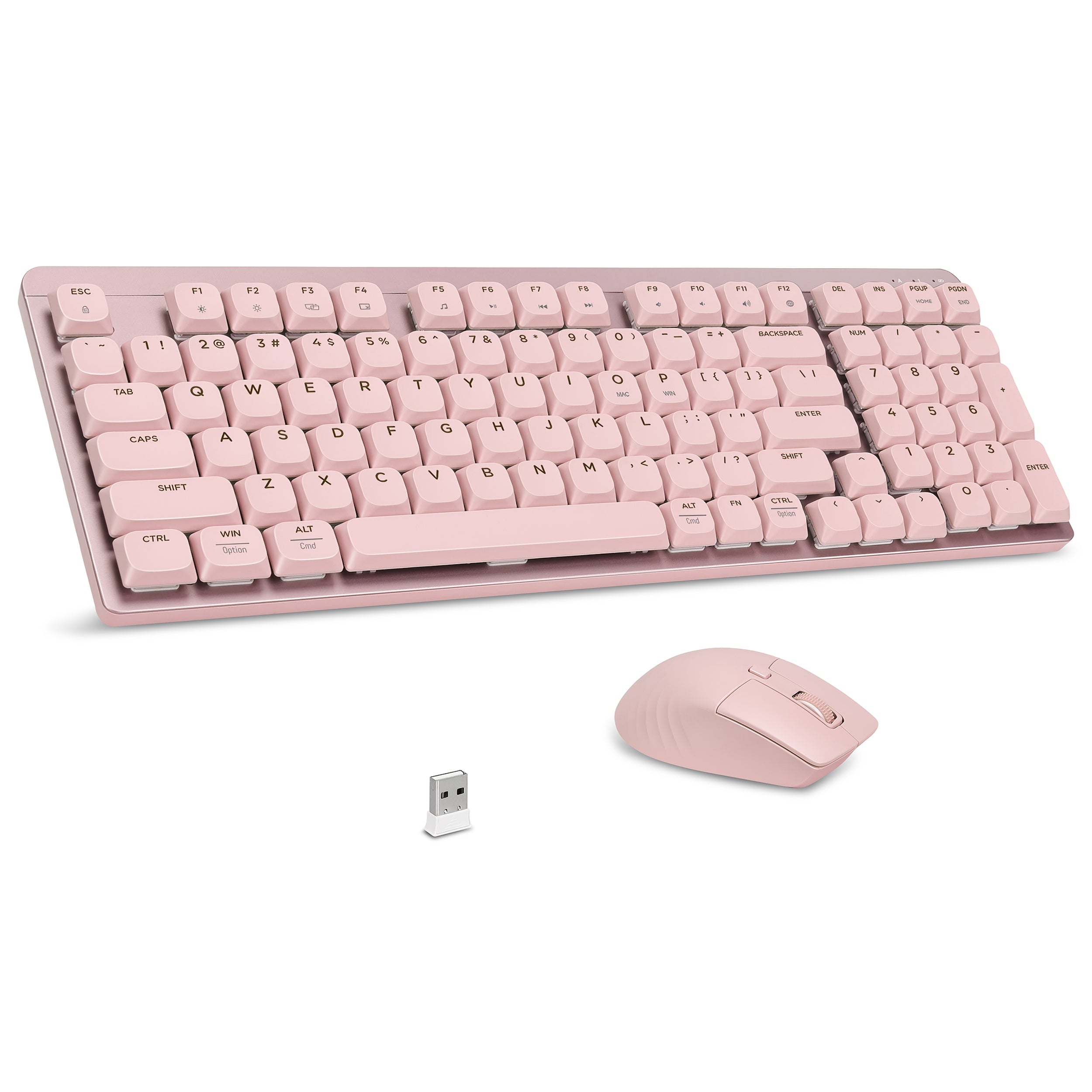 LeadsaiL FA98 Wireless Mechanical Keyboard And Mouse, 2.4Ghz Cordless Mechanical Keyboard And Silent Mouse, Low-Profile Red Switch, 98-Key Compact Slim 96% Keyboard for Windows/MacOS PC Laptop