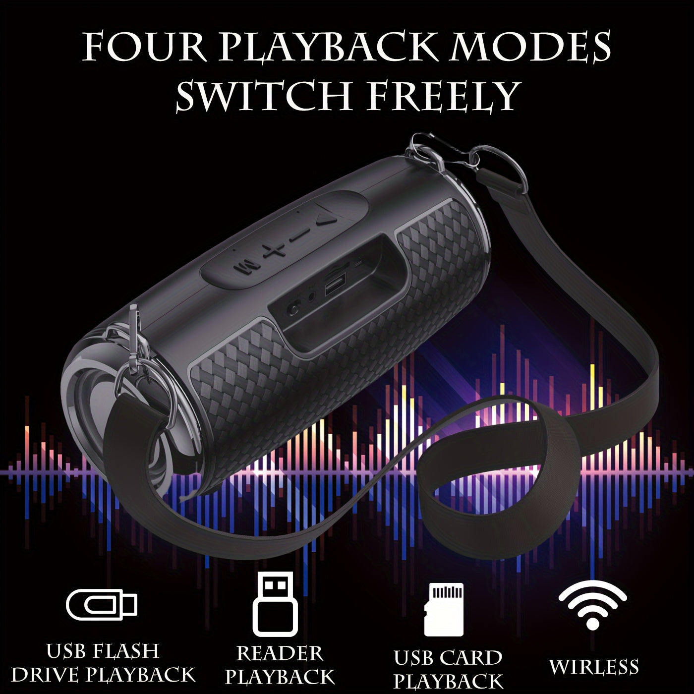 BCUOZ Portable Wireless Bass Speaker with Subwoofer, TWS Stereo, Aux And USB Input, 3D Surround Sound, Hands-Free Calling, FM Radio